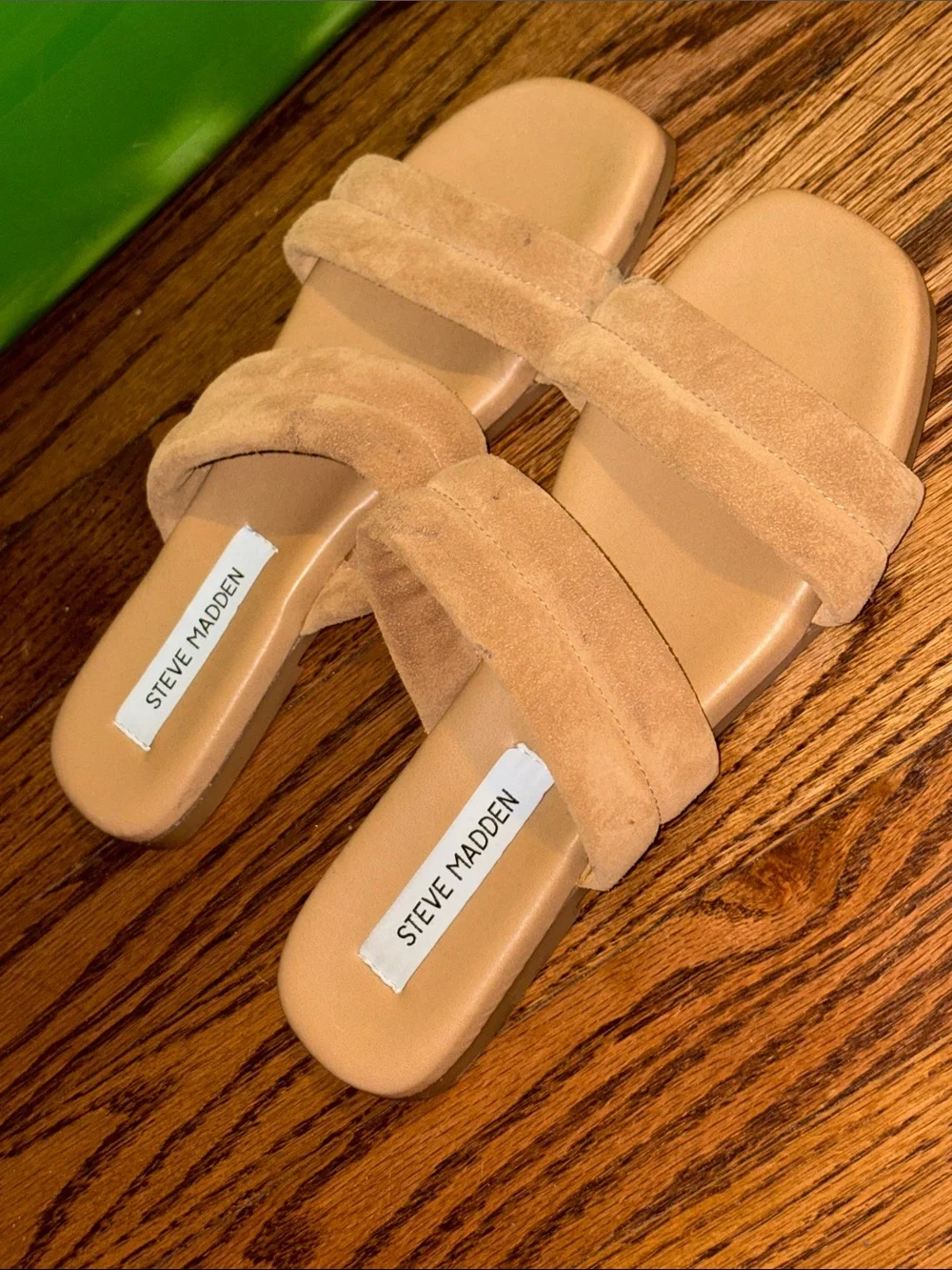 Steve Madden Puffy 2 Strap Tan Slide On Sandals